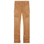 Star Patched Tan Leather Pants