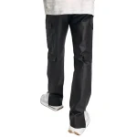 Straight Black Leather Cargo Pants