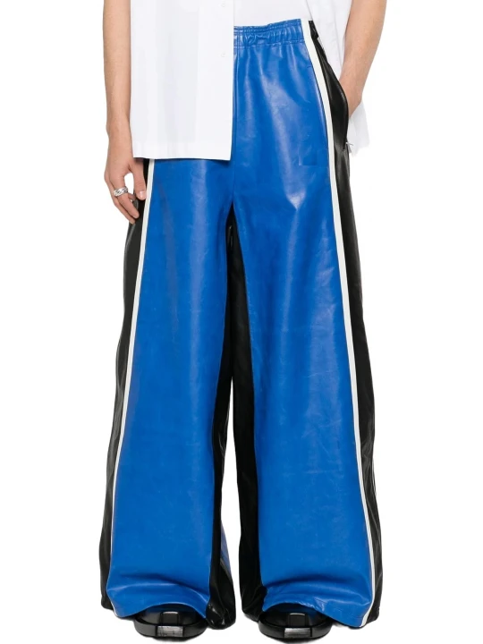 Striped Blue Leather Pants