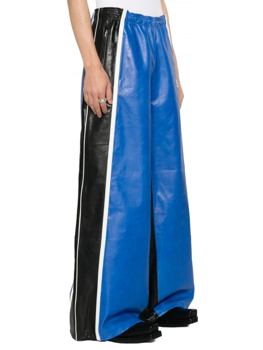 Striped Blue Leather Pants
