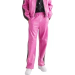 Striped Pink Leather Track Pants