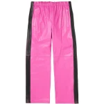 Striped Pink Leather Track Pants