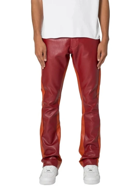 Striped Red Leather Pants