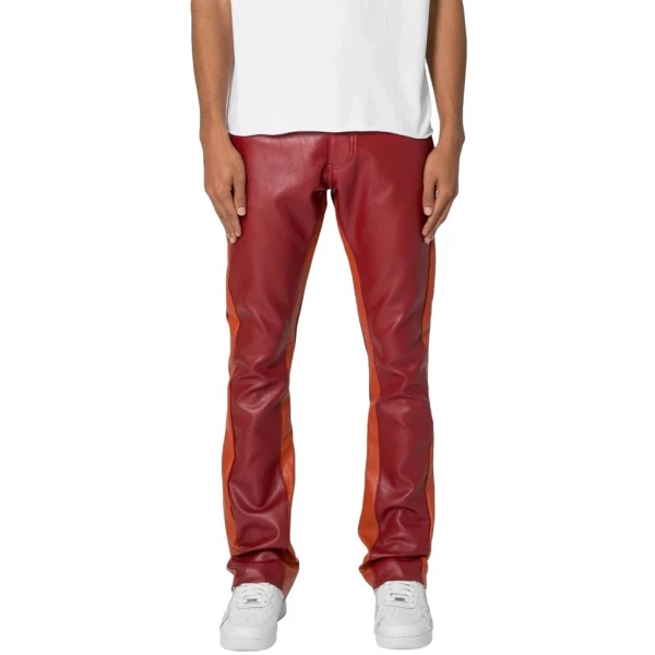 Striped Red Leather Pants