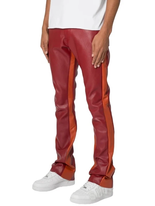 Striped Red Leather Pants