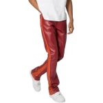 Striped Red Leather Pants