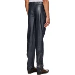 Zip Expansion Panel At Cuffs Navy Blue Leather Trouser