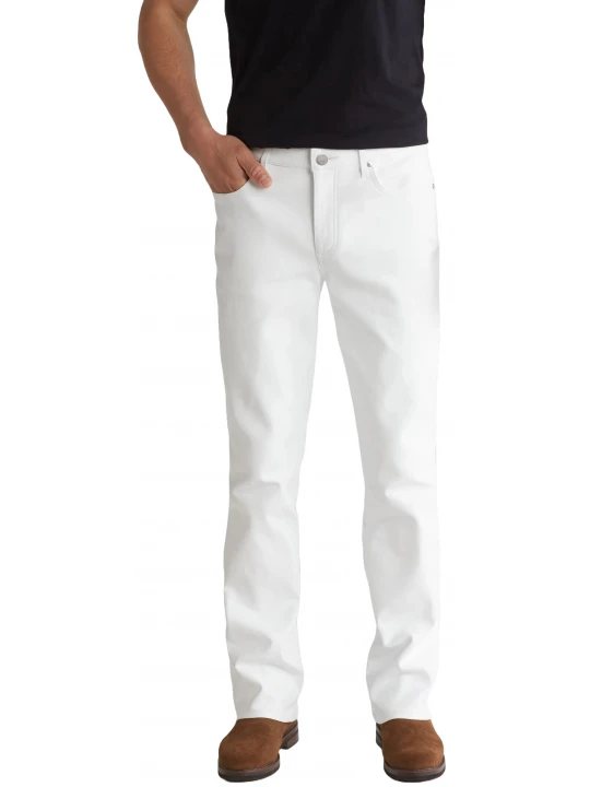 Zip Fly With Button Closure White Leather Pants