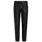 Zipped Cuffs Black Leather Joggers Pants