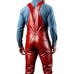 Comfortable Fit Red Leather Rompers Dungaree