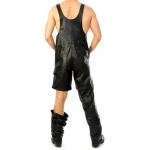 Convertible Black Leather Rompers Dungaree