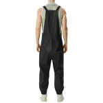 Elastic Hem Black Leather Rompers Dungaree
