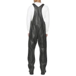Loose Fit Black Leather Rompers Dungaree