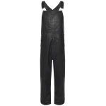 Loose Fit Black Leather Rompers Dungaree