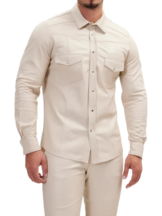 Beige Leather Shirt