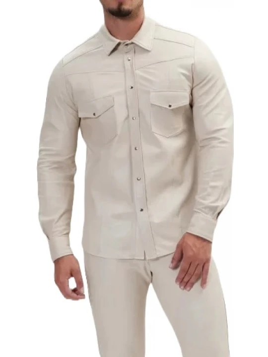 Beige Leather Shirt