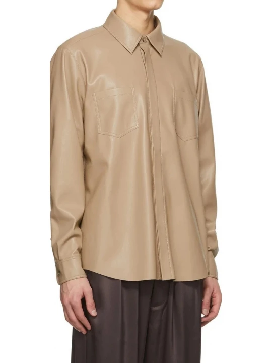 Beige Leather Two Pockets Shirt