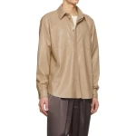 Beige Leather Two Pockets Shirt