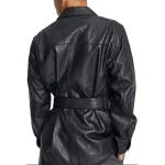 Belted Leather Shirt In Black
