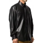 Black Leather Casual Shirt