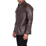 Burgundy Casual Shirt In Leather