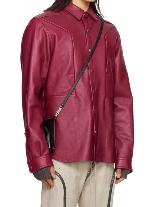 Burgundy Fogpocket Leather Shirt