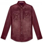 Burgundy Leather Western Style Shirt