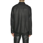 Button Cuffs Black Shirt In Leather