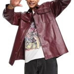 Button Up Shirt Burgundy Leather