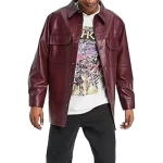 Button Up Shirt Burgundy Leather