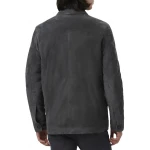 Four Pockets Black Suede Leather Shirt