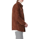 Four Pockets Brown Suede Leather Shirt