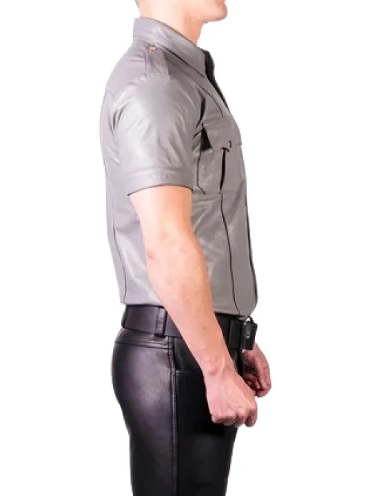 Leather Police Shirt Grey