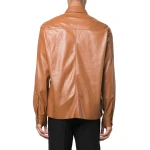 Long Sleeves Brown Leather Shirt