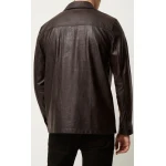 Mens Cool Fashion Real Sheepskin Black Leather Shirt