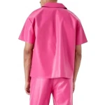 Short Sleeve Leather Pink Shirt