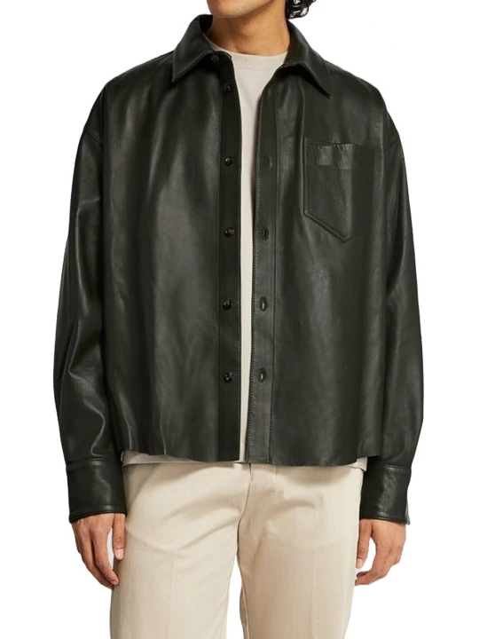 Slung Over Black Leather Shirt