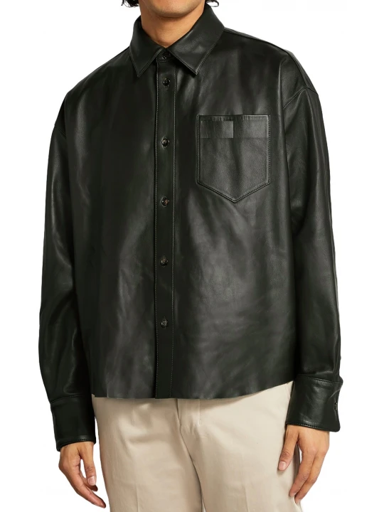 Slung Over Black Leather Shirt