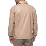 Spread Collar Shirts Beige Leather