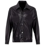 Spread Collar Shirts Black Leather