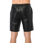 Black Leather Shorts With Elastic Waist Band