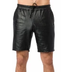 Black Leather Shorts With Elastic Waist Band