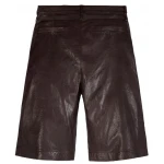 Brown Leather Drawstring Bermuda Shorts