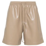 Elasticated Waist Beige Leather Shorts