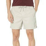 Elasticized Waist Off White Leather Shorts