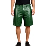 Green Leather Bermuda Shorts