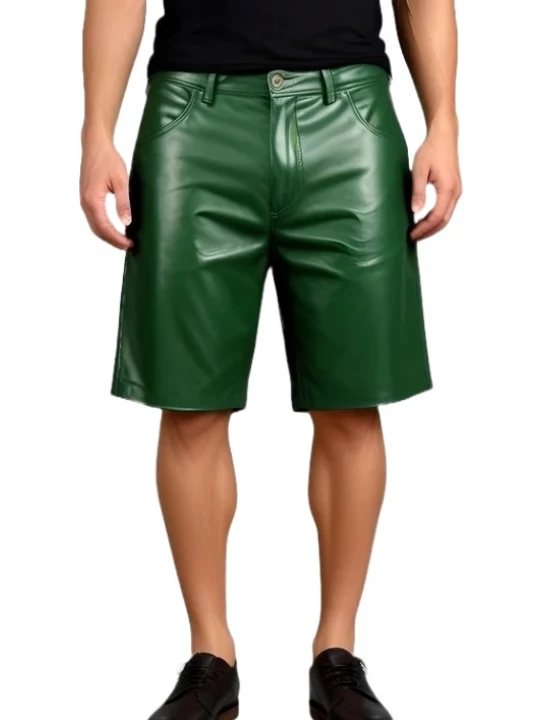 Green Leather Bermuda Shorts