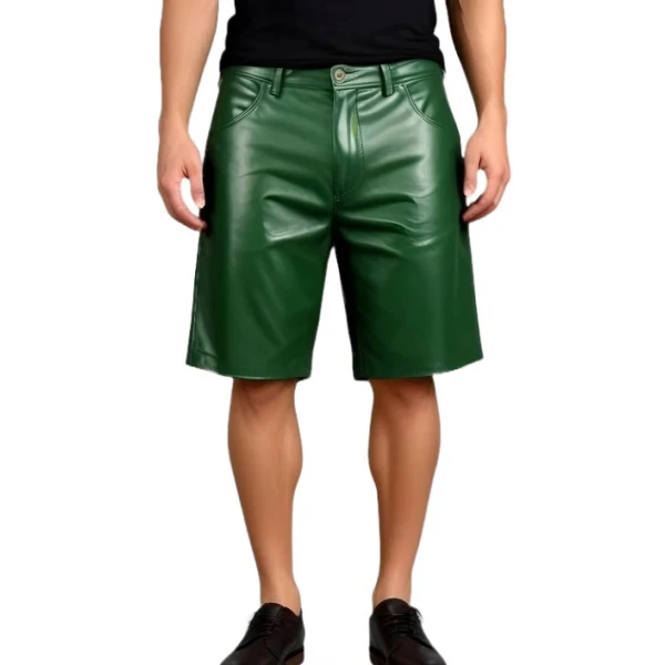 Green Leather Bermuda Shorts