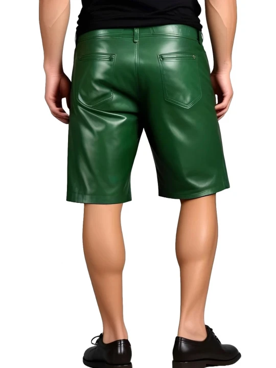 Green Leather Bermuda Shorts