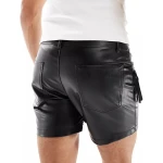 Leather Shorts In Black With Fringing
